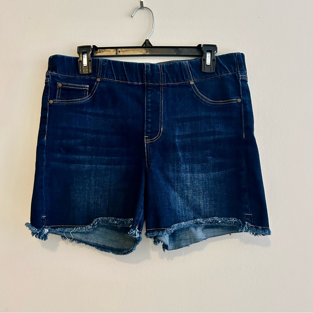 Liverpool Indigo Jean Shorts Dark Blue Wash Pull On Chloe Highland Wash Size 30